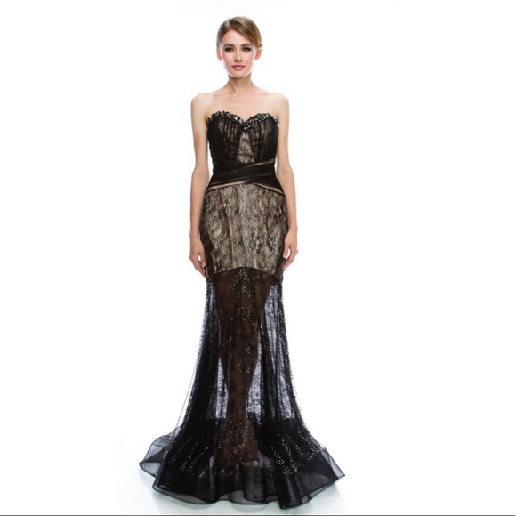 Dresses & Skirts - Black lace evening prom gown {frim}